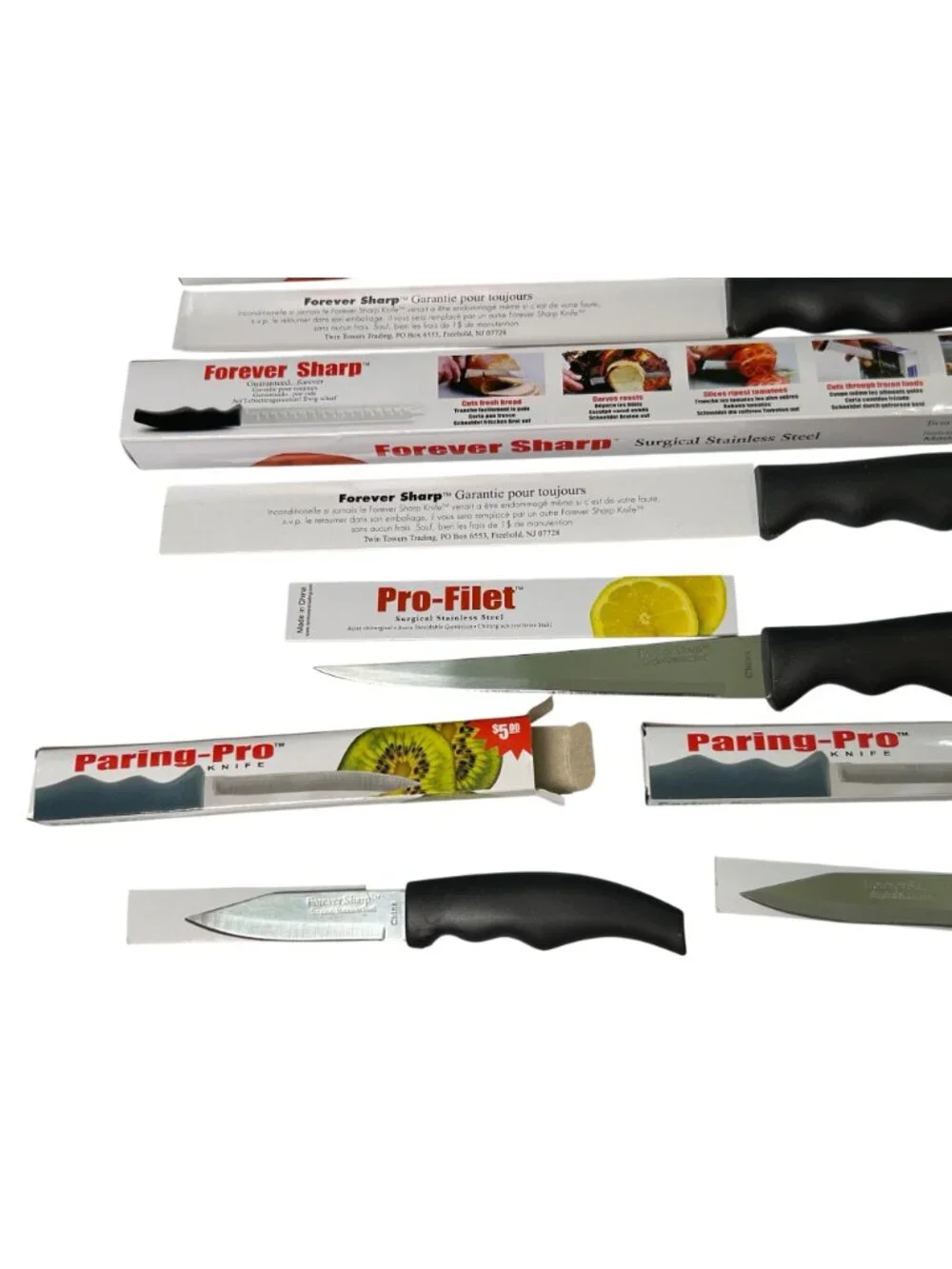 NEW Forever Sharp 12 Piece Knife Set Surgical Stainless Steel Ergonomic Handles